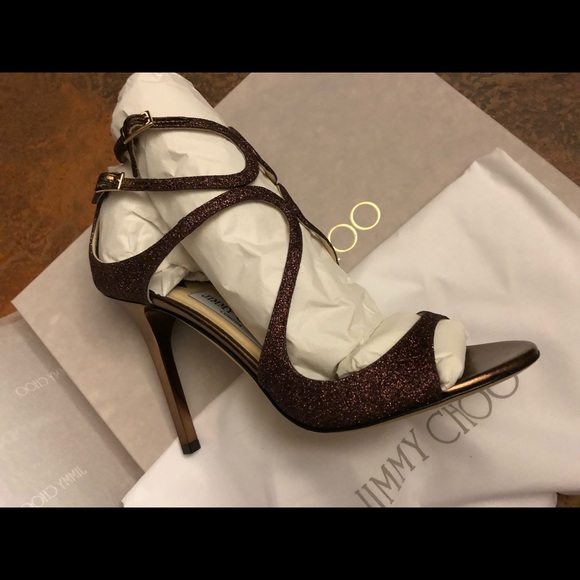 Jimmy Choo Lang 100 Glitter Sandals - Picture 3 of 8